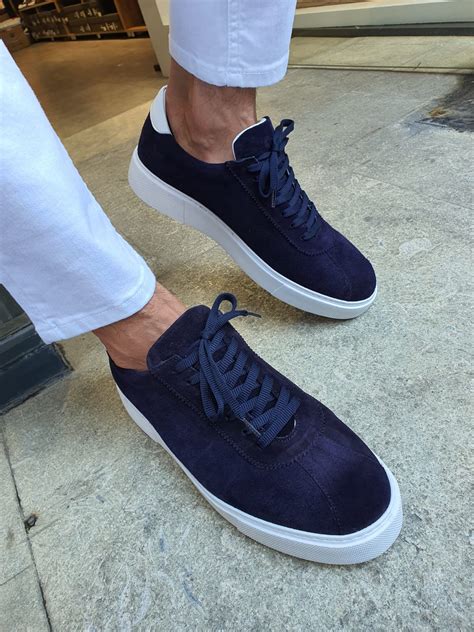 blue casual sneakers.